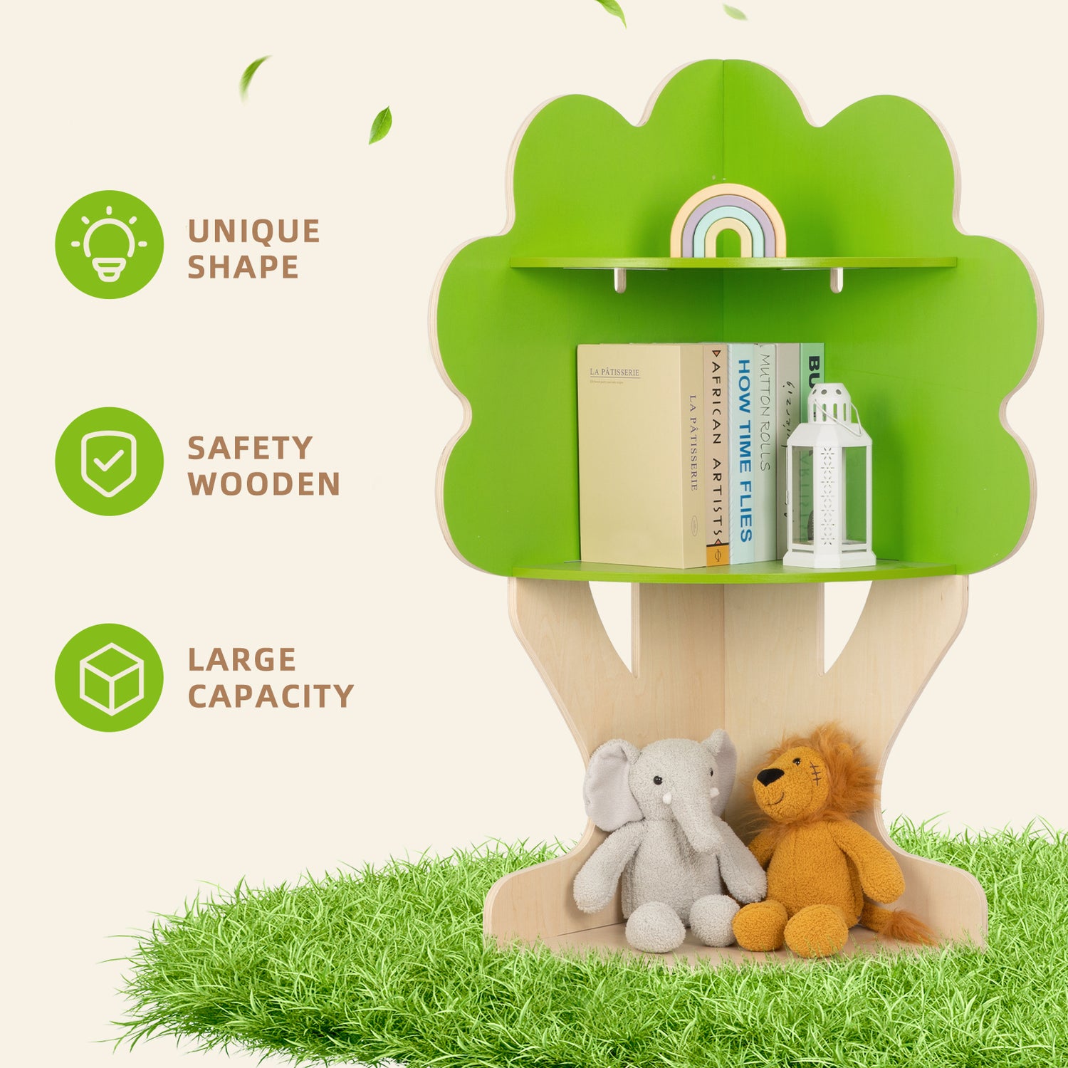 Tree Bookshelf for Kids Reading Nook, Corner Bookcase