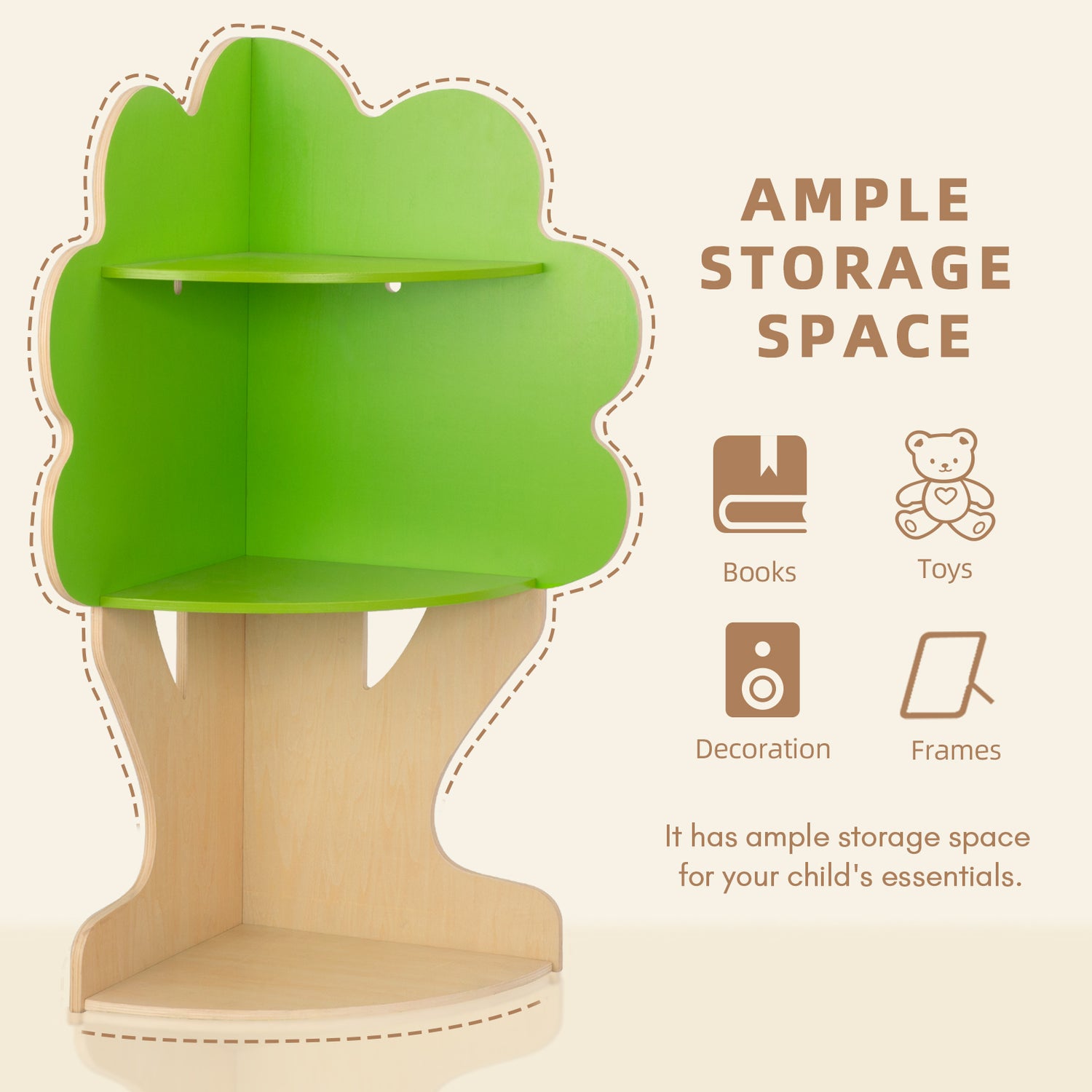 Tree Bookshelf for Kids Reading Nook, Corner Bookcase