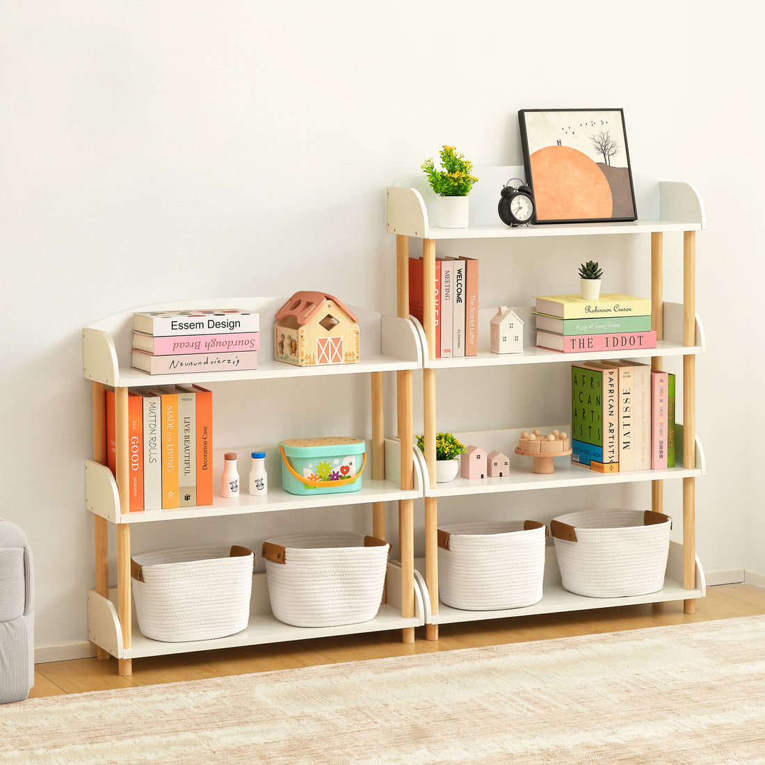 OOOK 4-Tier Wooden Open Shelf Bookcase,Narrow Bookshelf,Cubicle Shelf and Wooden Bookcase