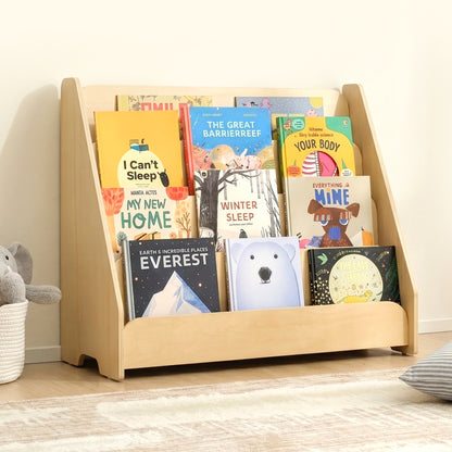 OOOK Kids Wooden 4-Tier Bookshelf,Front Facing Book Display Shelf