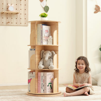 OOOK Solid Wood Rotating Bookshelf for Kids