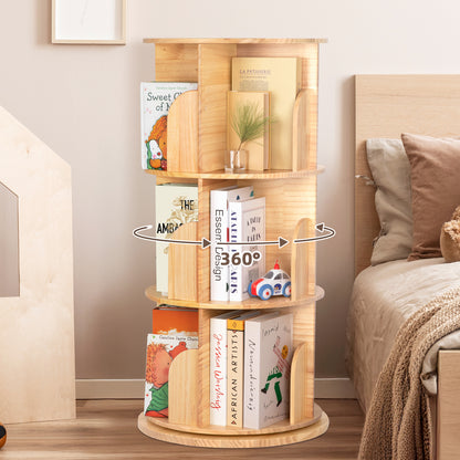 Solid Wood Rotating Bookshelf for Kids