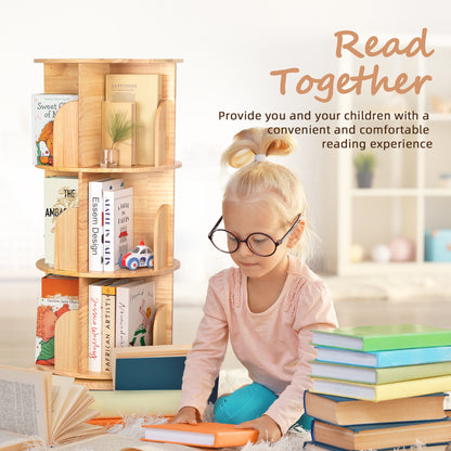 Solid Wood Rotating Bookshelf for Kids