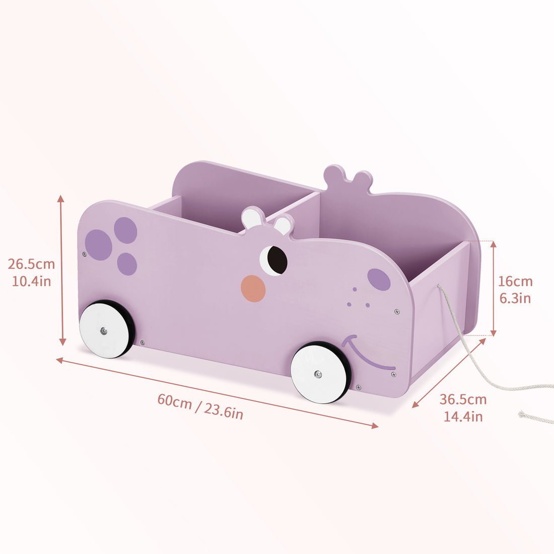 Montessori Toddler Hippo Pull-Out Bookshelf