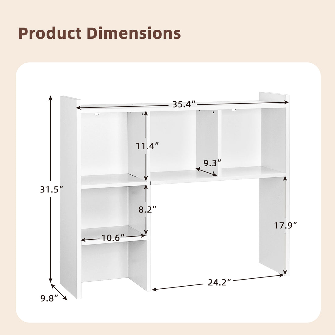 Desktop Bookshelf with 5 Shelves