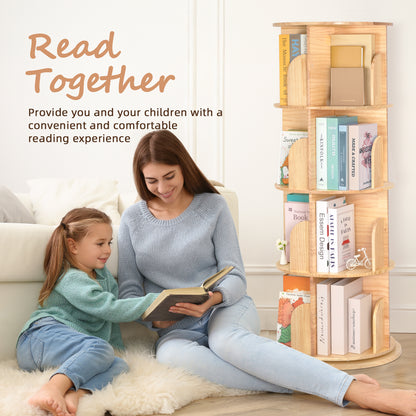 Solid Wood Rotating Bookshelf for Kids