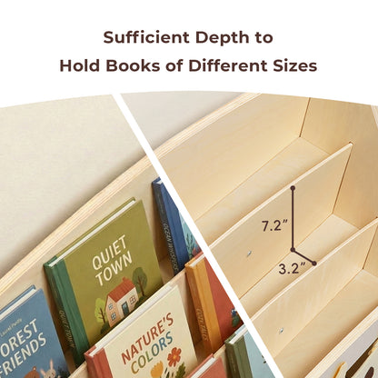 OOOK 3-Tier Kids Bookshelf with 3 Removable Fabric Storage Bins