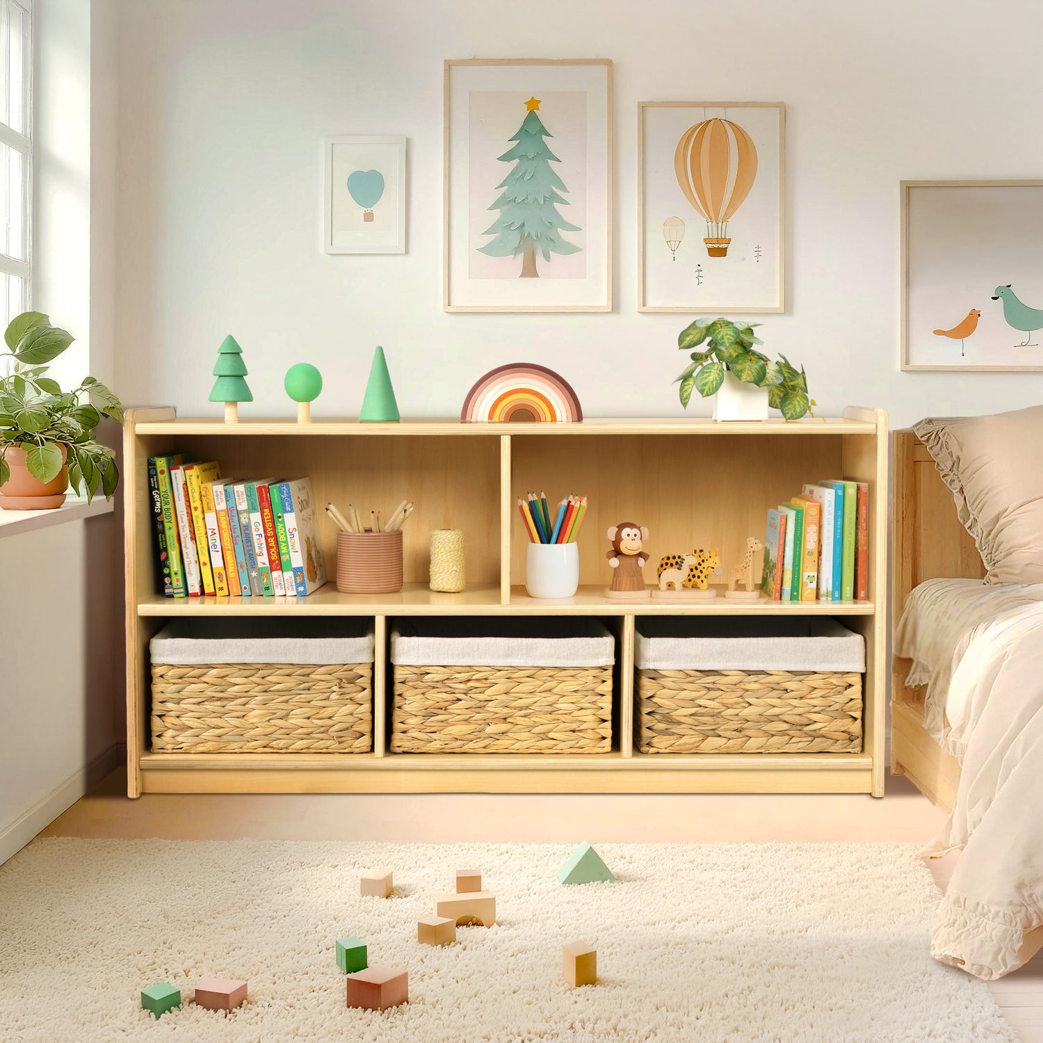 OOOK Plywood Montessori 5-Section Storage Cabinet