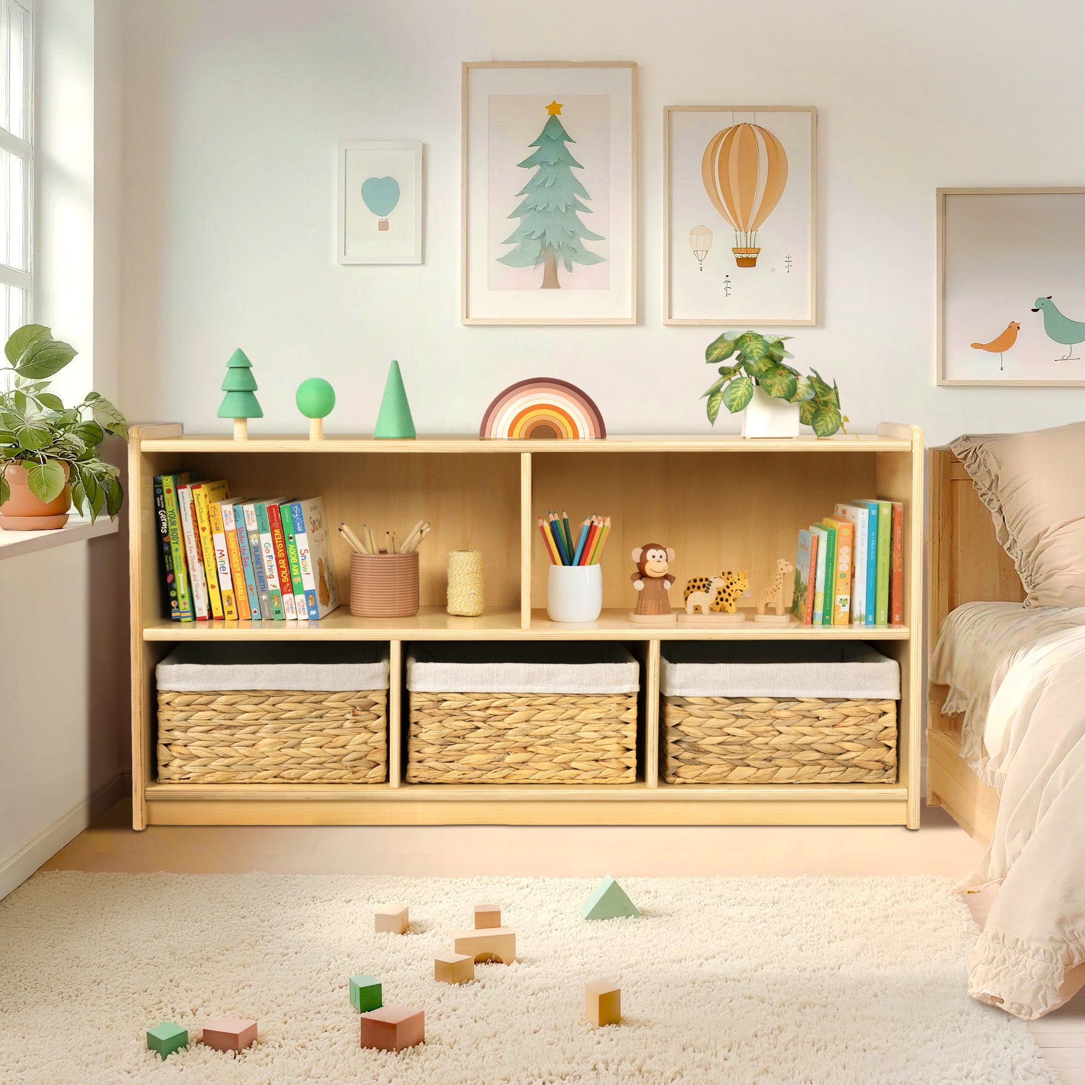 OOOK Plywood Montessori 5-Section Storage Cabinet