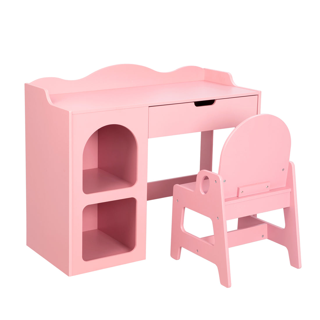 OOOK Kids Study Table and Chair Set, Pink Writing Table,Toddler Art Desk