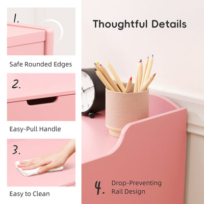 OOOK Kids Study Table and Chair Set, Pink Writing Table,Toddler Art Desk