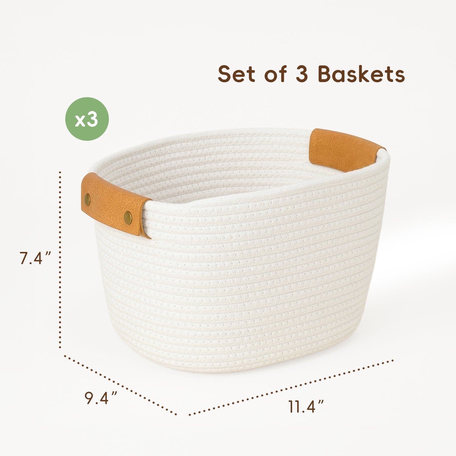 OOOK Storage Basket Set, 3 Pack Baskets for Shelves
