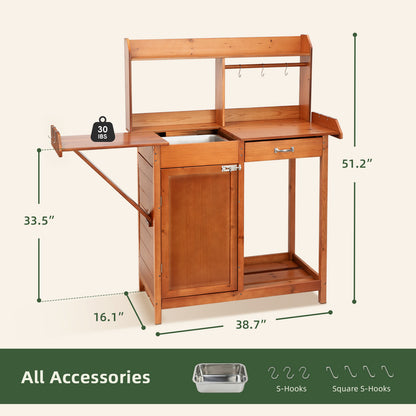OOOK Adults Potting Bench,Garden Bench, Wooden Garden Work Station for outdoors
