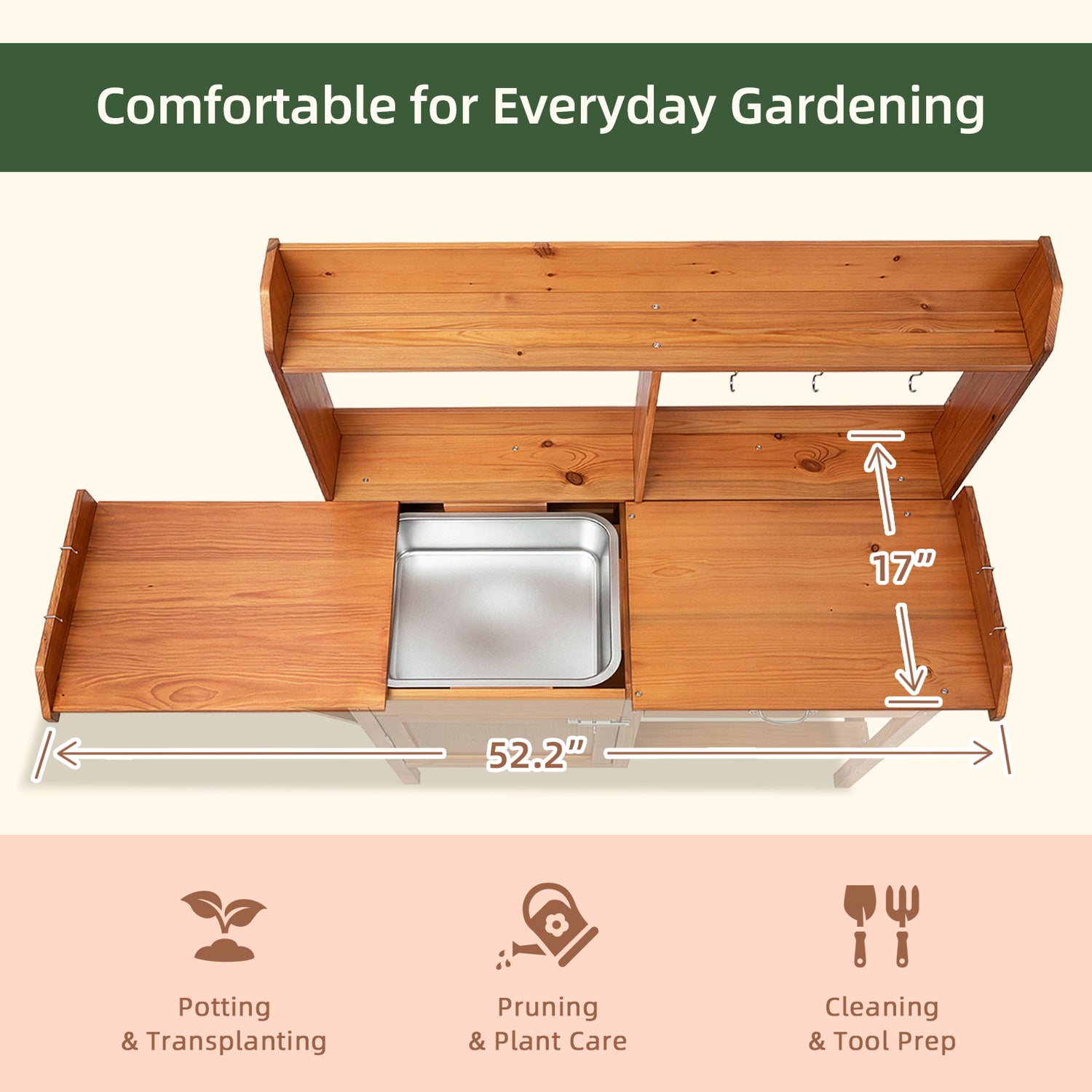 OOOK Adults Potting Bench,Garden Bench, Wooden Garden Work Station for outdoors