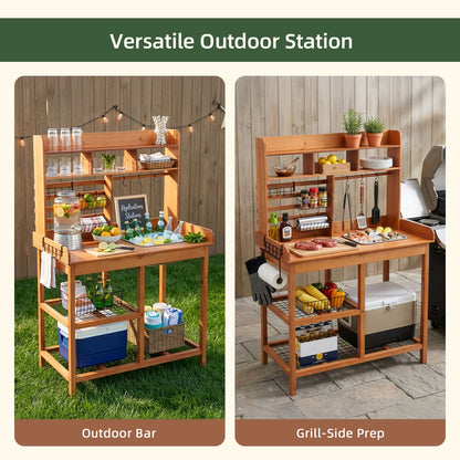 OOOK Adults Potting Bench, Nordic Scots Pine Potting Table with Removable Sink
