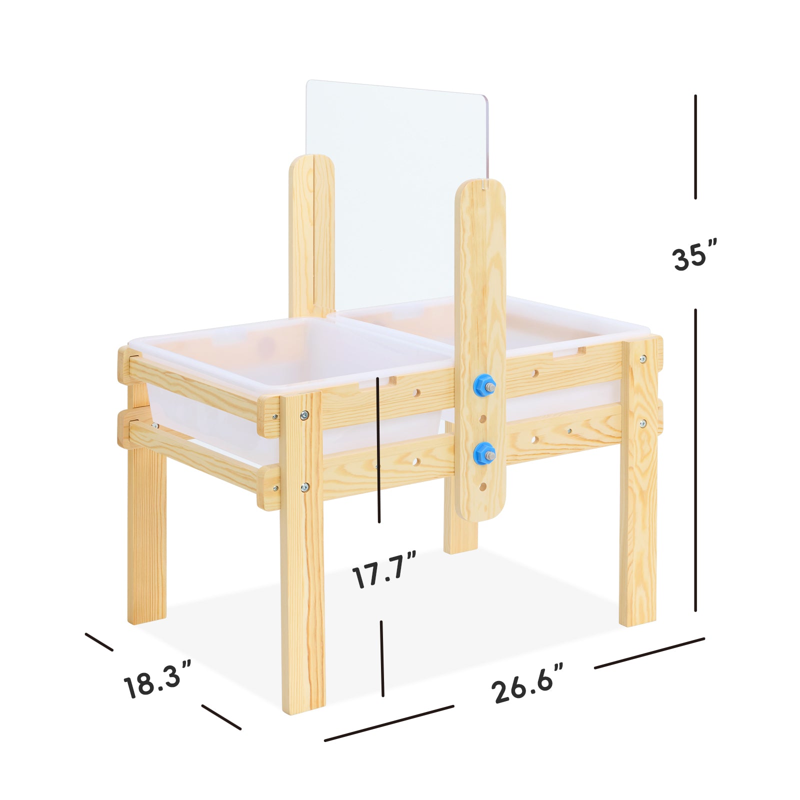 OOOK Wooden Sand and Water Table with 2 Bins, Painting Acrylic Board