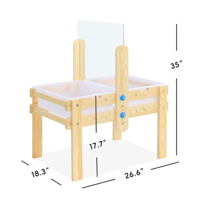 OOOK Wooden Sand and Water Table with 2 Bins, Painting Acrylic Board