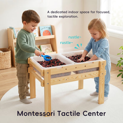 OOOK Wooden Sand and Water Table with 2 Bins, Painting Acrylic Board