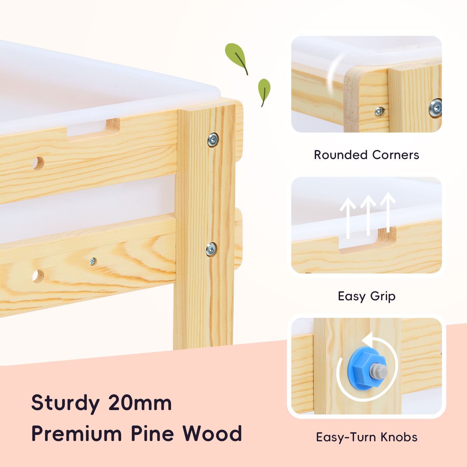 OOOK Wooden Sand and Water Table with 2 Bins, Painting Acrylic Board