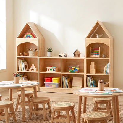 OOOK 4-Tier Rubberwood House Design Kids&