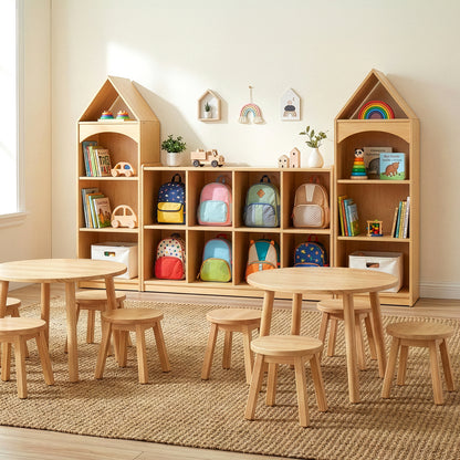 OOOK 8-Compartment Backpack Wooden Storage Cabinet