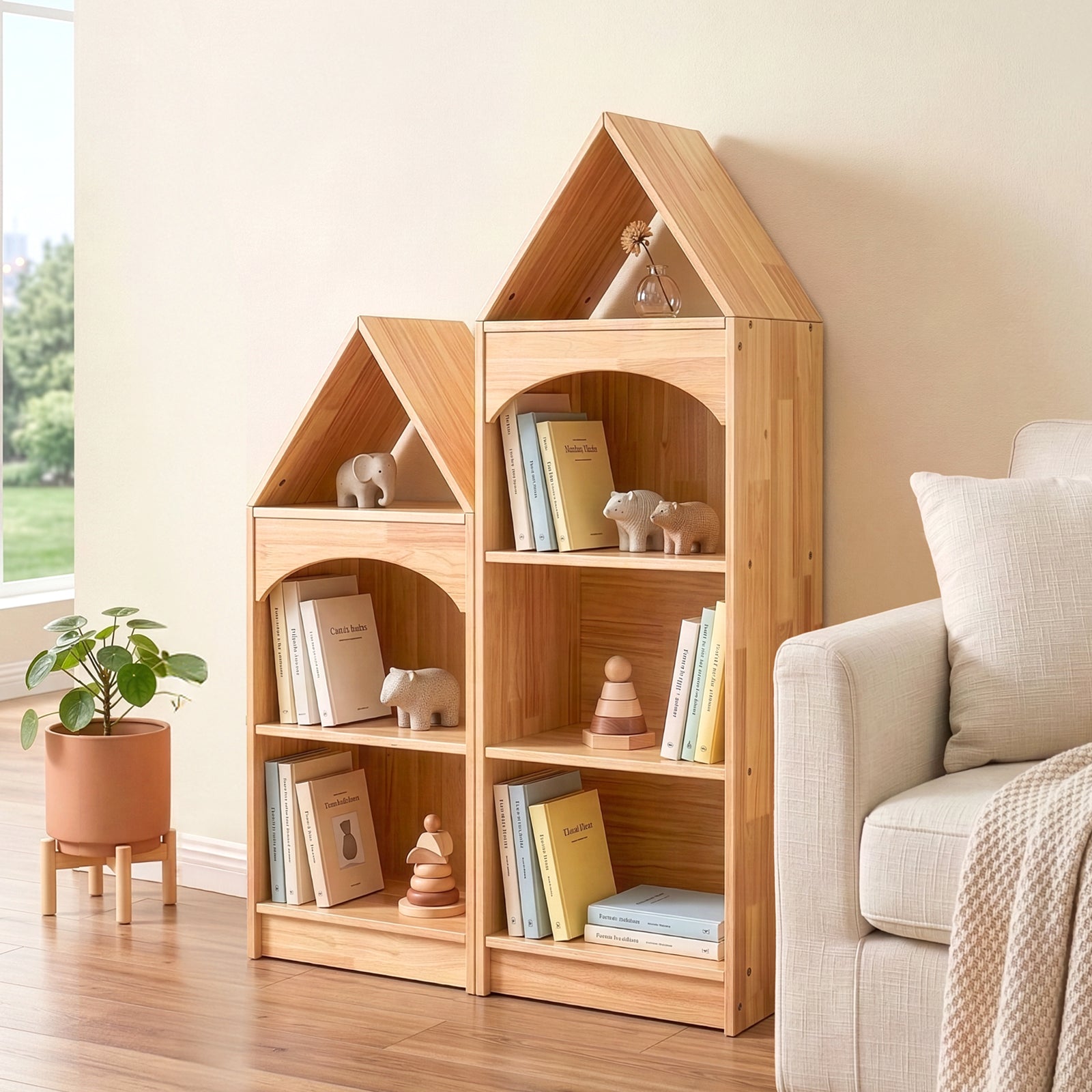 OOOK 4-Tier Rubberwood House Design Kids&