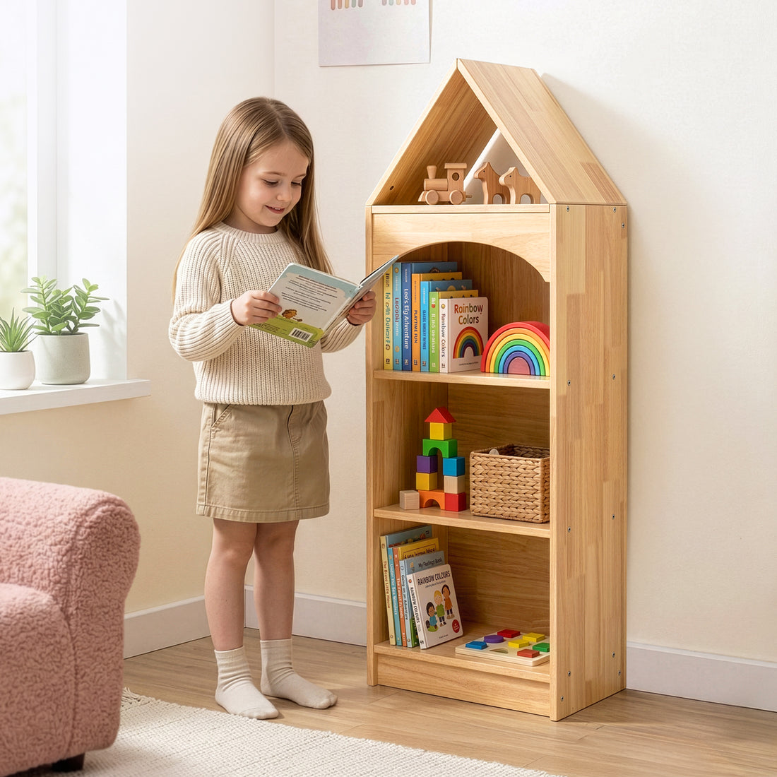 OOOK 4-Tier Rubberwood House Design Kids&