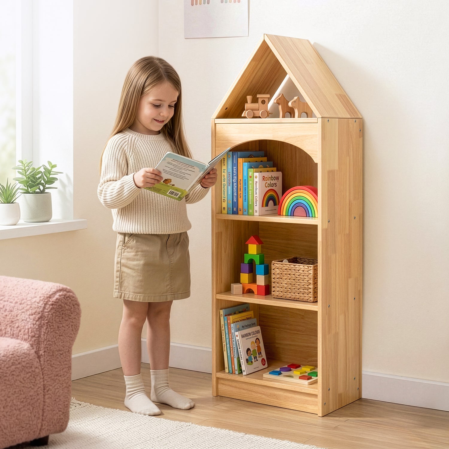 OOOK 4-Tier Rubberwood House Design Kids&