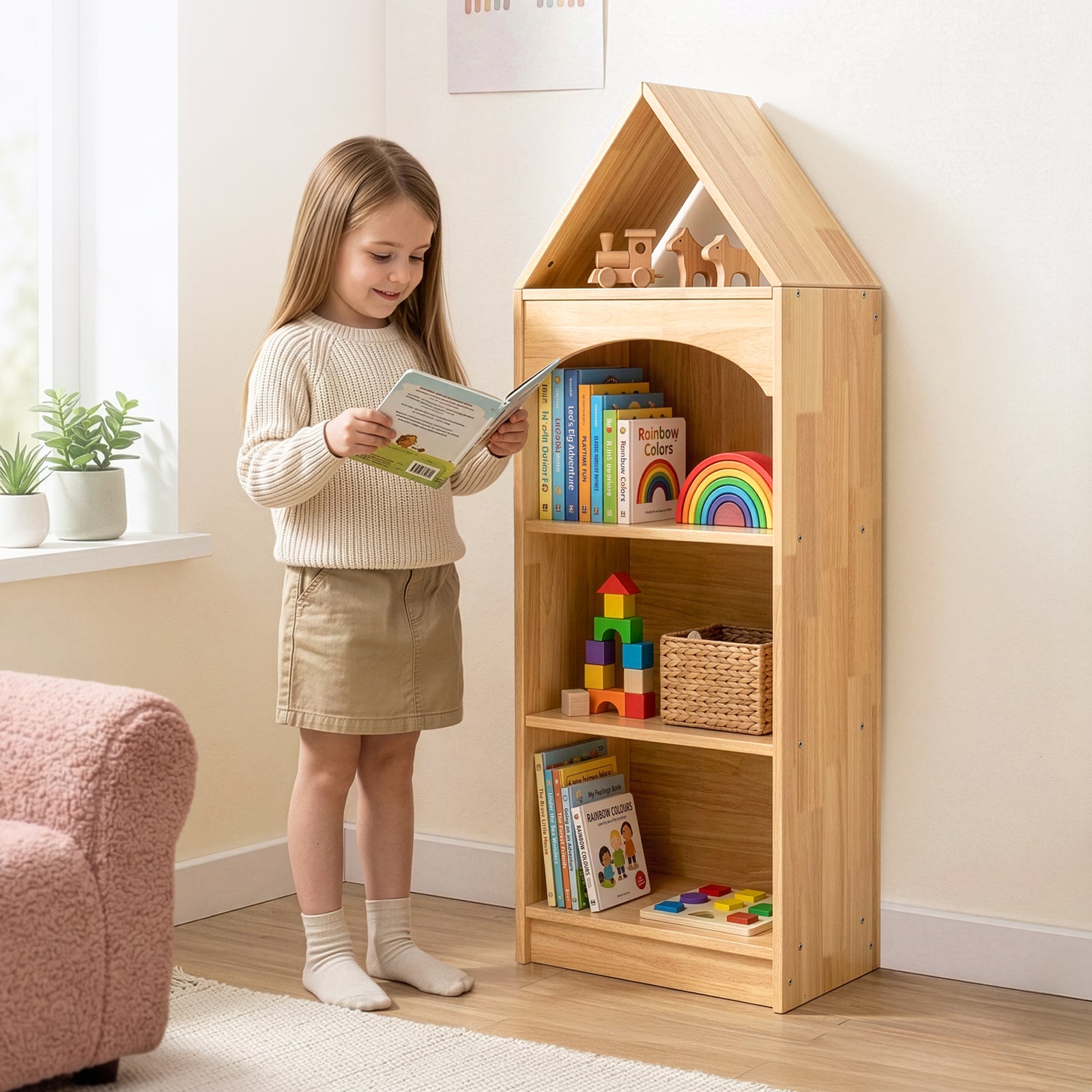 OOOK 4-Tier Rubberwood House Design Kids&