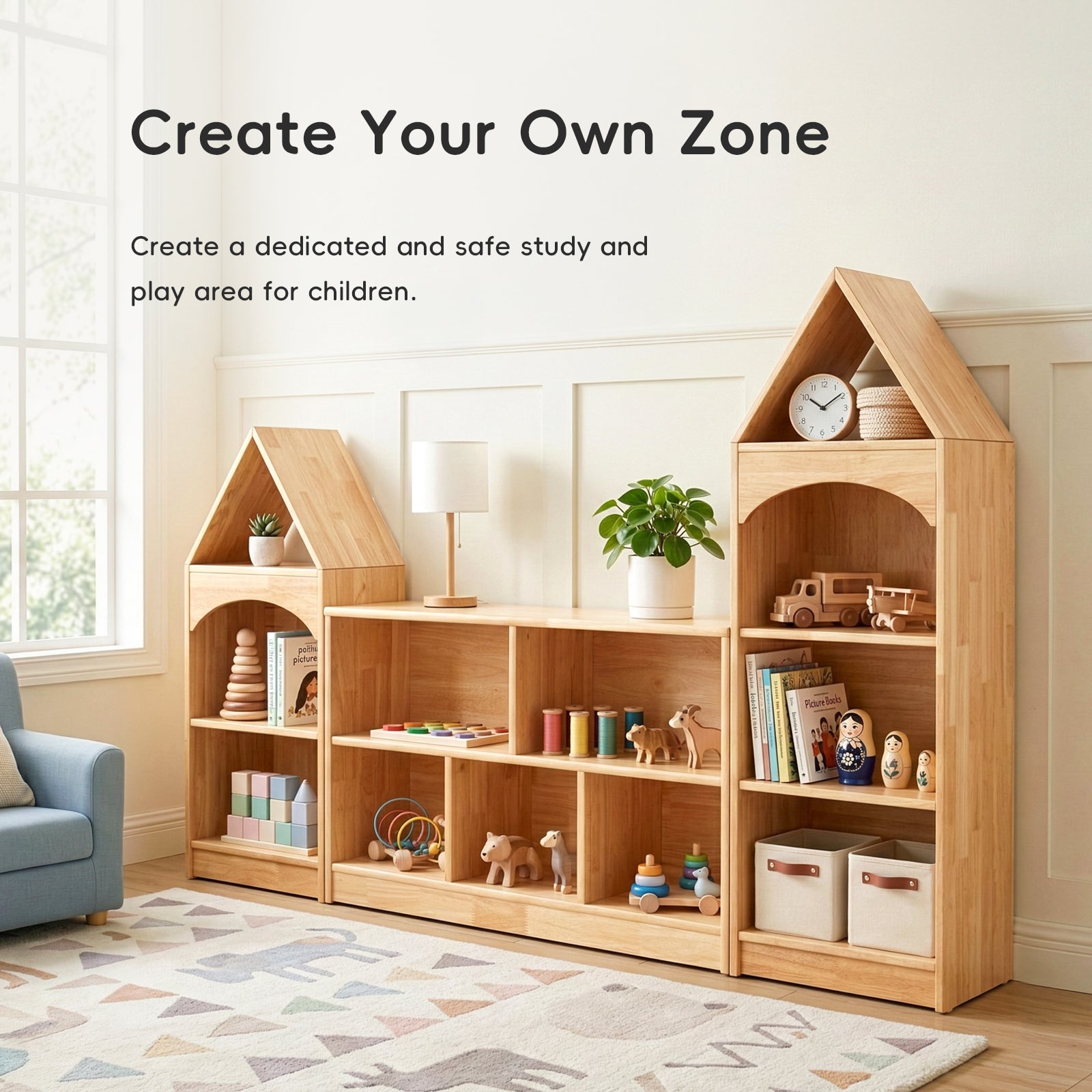 OOOK 4-Tier Rubberwood House Design Kids&