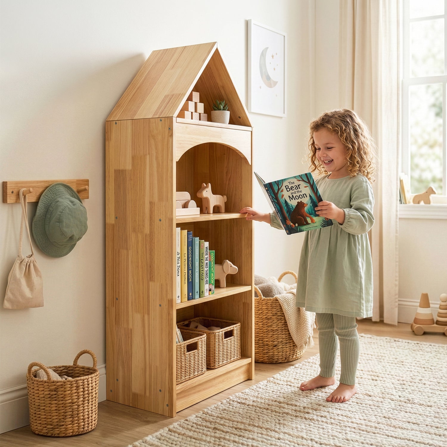 OOOK 4-Tier Rubberwood House Design Kids&