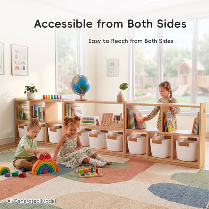 OOOK Plywood Montessori Shelf 6-Section, Double-Sided Montessori Toy Storage and Open Shelf