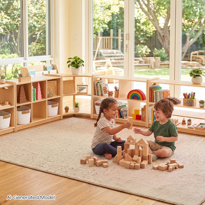 OOOK Plywood Montessori Shelf 6-Section, Double-Sided Montessori Toy Storage and Open Shelf