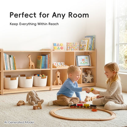 OOOK Plywood Montessori Shelf 6-Section, Double-Sided Montessori Toy Storage and Open Shelf