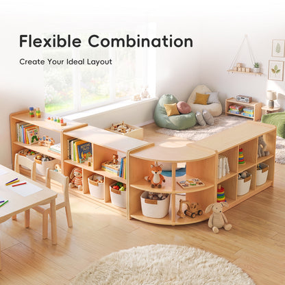 OOOK Plywood Montessori Shelf 6-Section, Double-Sided Montessori Toy Storage and Open Shelf