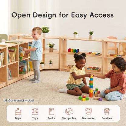 OOOK Plywood Montessori Shelf 6-Section, Double-Sided Montessori Toy Storage and Open Shelf