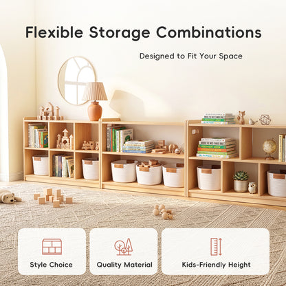 OOOK Plywood Montessori Shelf 6-Section, Double-Sided Montessori Toy Storage and Open Shelf