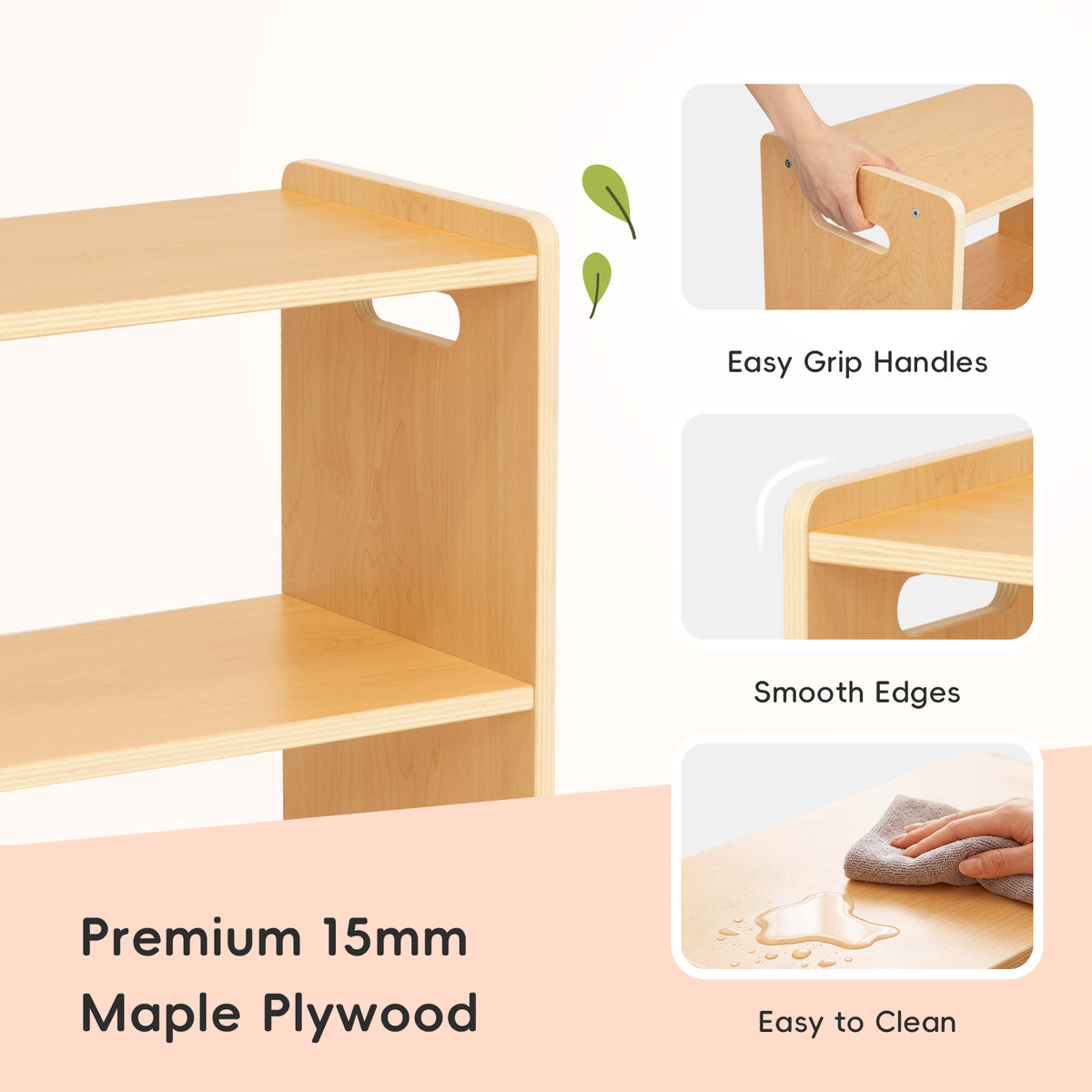 OOOK Plywood Montessori Shelf 6-Section, Double-Sided Montessori Toy Storage and Open Shelf