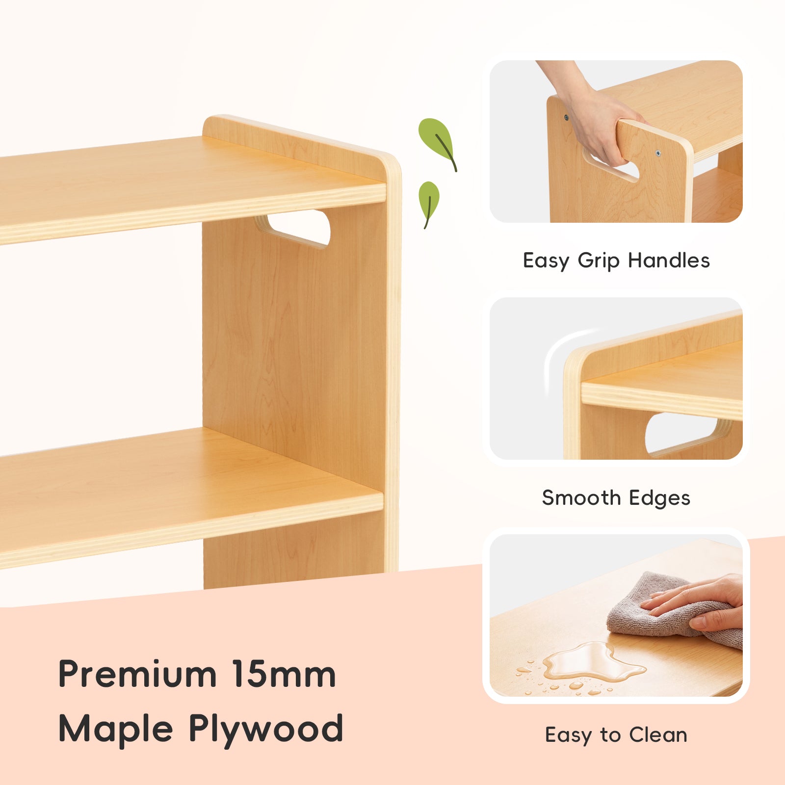 OOOK Plywood Montessori Shelf 6-Section, Double-Sided Montessori Toy Storage and Open Shelf