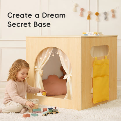 OOOK Plywood Reading Nook and Playhouse with Magnetic Whiteboard, PU Leather Cushion &amp; Storage Bag