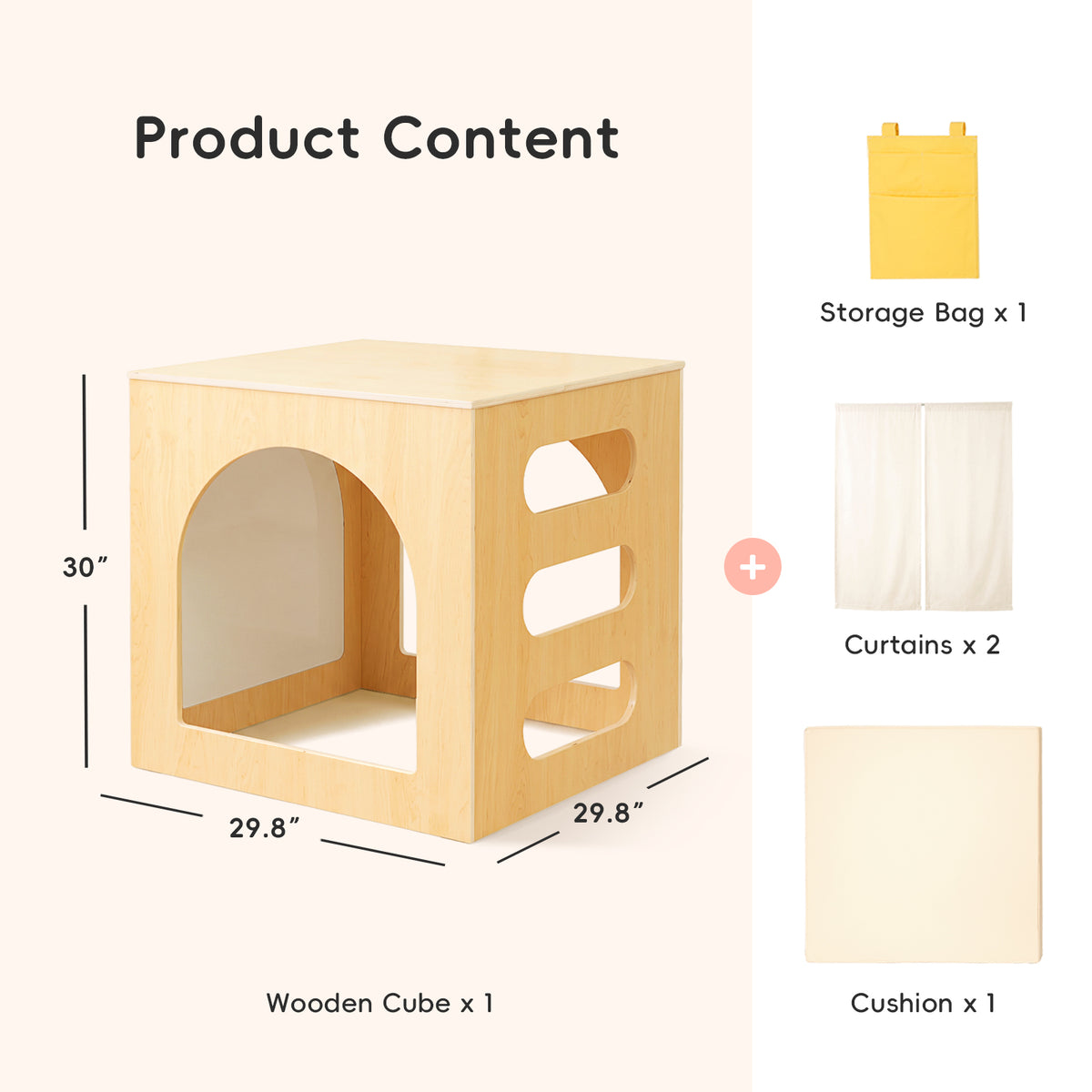 OOOK Plywood Reading Nook and Playhouse with Magnetic Whiteboard, PU Leather Cushion &amp; Storage Bag