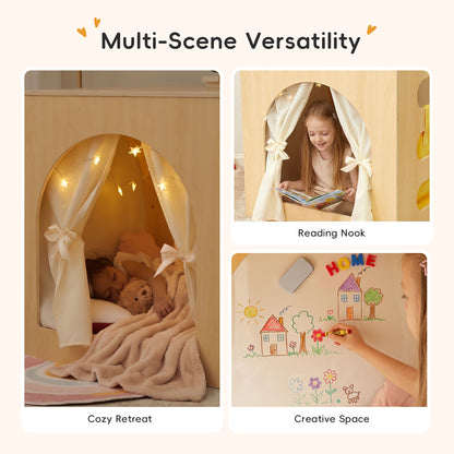 OOOK Plywood Reading Nook and Playhouse with Magnetic Whiteboard, PU Leather Cushion &amp; Storage Bag