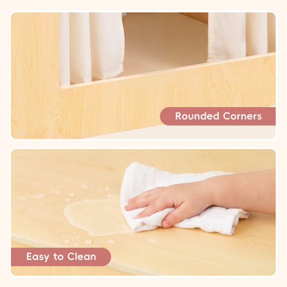 OOOK Plywood Reading Nook and Playhouse with Magnetic Whiteboard, PU Leather Cushion &amp; Storage Bag