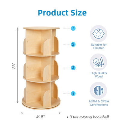 Kids Rotating Bookshelf Tower