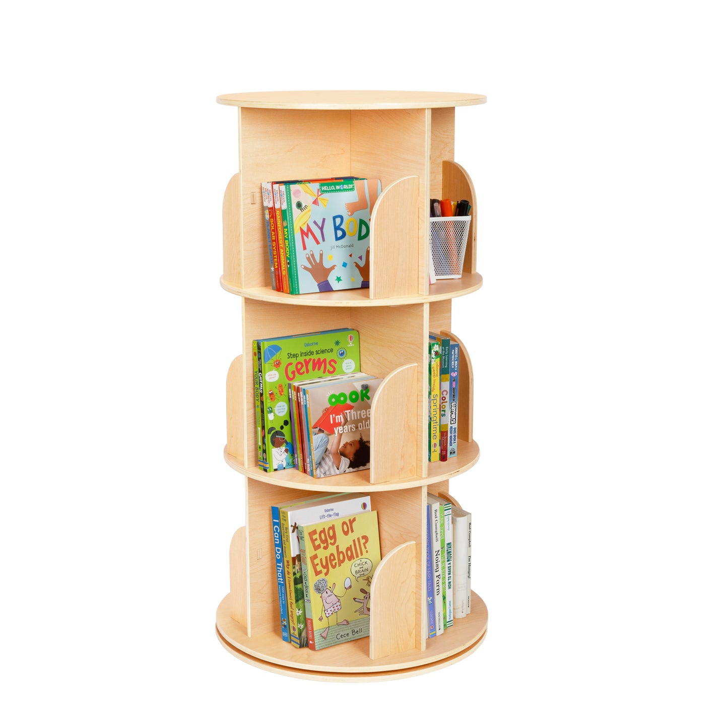 Kids Rotating Bookshelf Tower