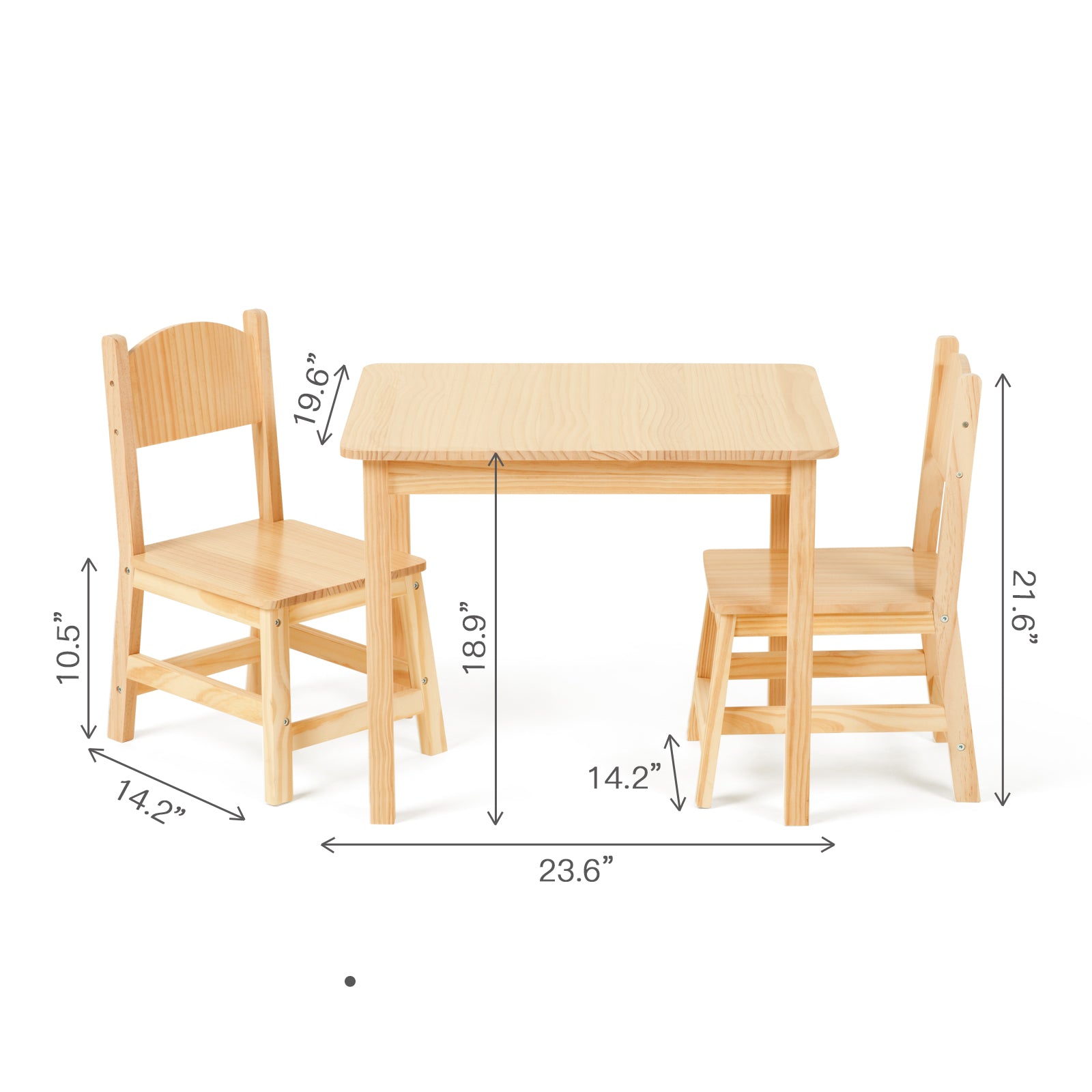 OOOK Solid Wood Kids Table and Chair Set