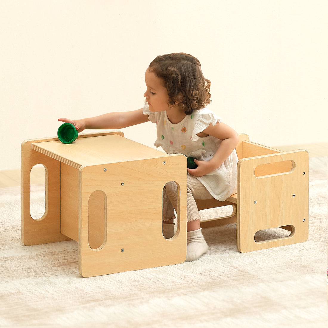 OOOK Montessori Weaning Table and Chair Set,Step Stool