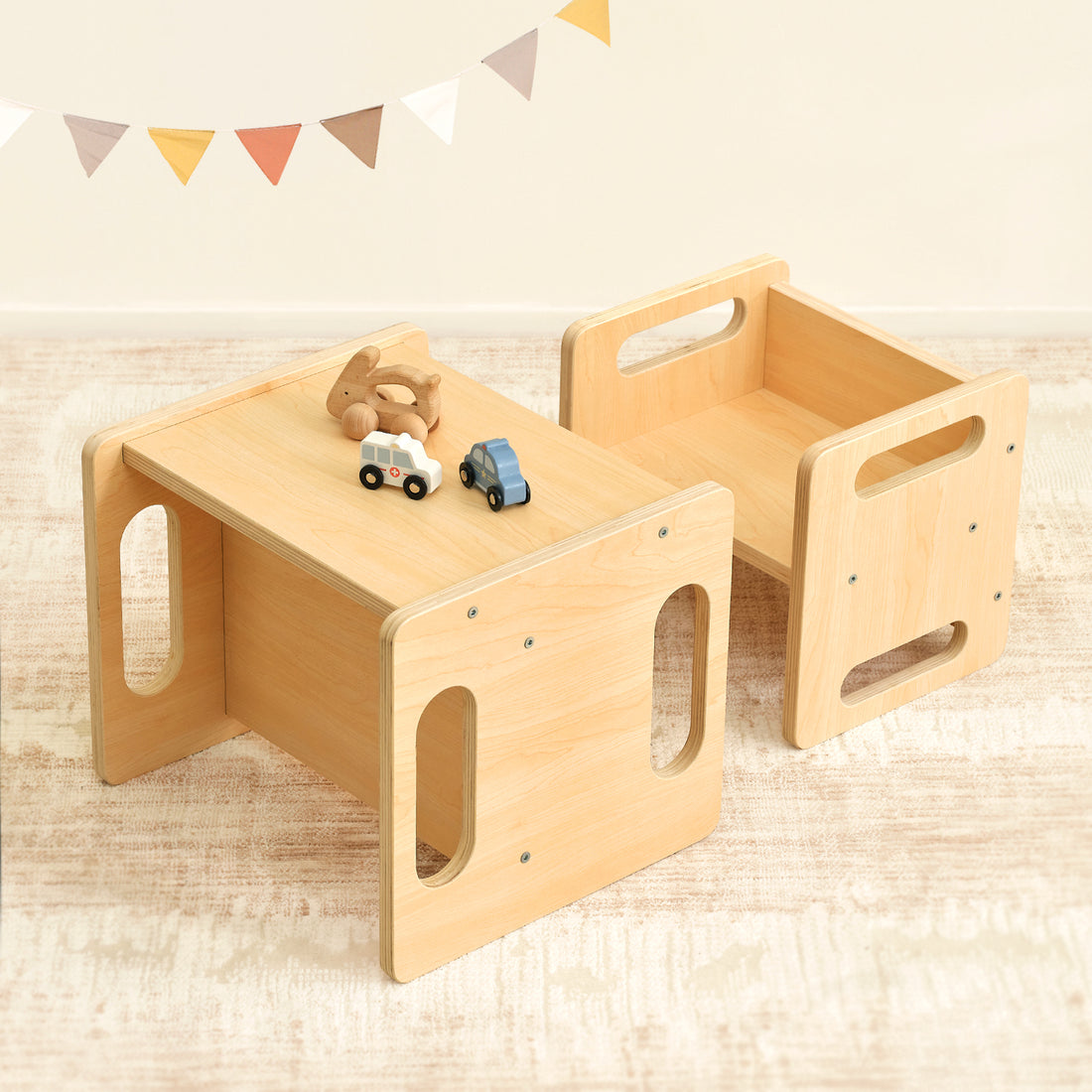 OOOK Montessori Weaning Table and Chair Set,Step Stool