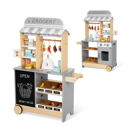 All-in-One Grocery Store Pretend Play with Chalkboards