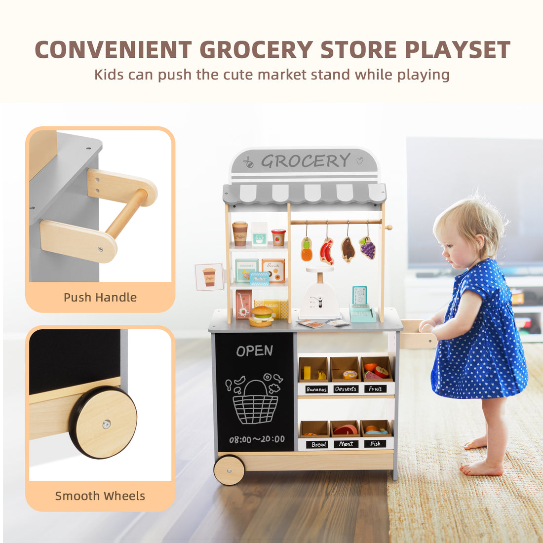 OOOK All-in-One Grocery Store Pretend Play with Chalkboards